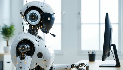 Illustration of an AI receptionist answering calls for a business